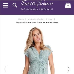 Seraphine KnotFront Maternity Dress-Mint Polka Dot